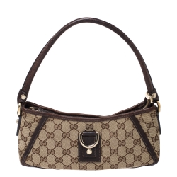 Gucci Beige/Ebony GG Canvas Leather Heart Charm Pochette Bag
