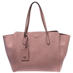 مملوكة مسبقًا Gucci Pink Leather Large Swing Shopper Tote