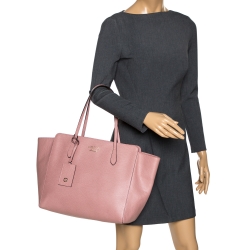 مملوكة مسبقًا Gucci Pink Leather Large Swing Shopper Tote
