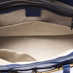 Pre Owned Gucci Blue Patent Leather Medium Bright Bit Tote