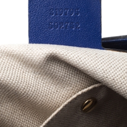 Pre Owned Gucci Blue Patent Leather Medium Bright Bit Tote