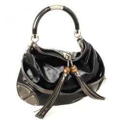 Pre Owned Gucci Black Patent Indy Hobo