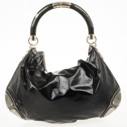 Pre Owned Gucci Black Patent Indy Hobo