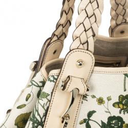 Gucci Beige and Green Floral Canvas Pelham Tote Bag
