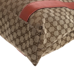 Pre Owned حقيبة يد غوتشي بامبو بار متوسطة كانفاس GG بيج/ بنفسجية