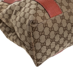 Pre Owned حقيبة يد غوتشي بامبو بار متوسطة كانفاس GG بيج/ بنفسجية