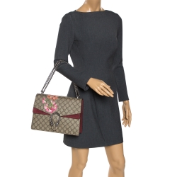 Pre Owned حقيبة كتف غوتشي Dionysus  متوسطة سويدي وكانفاس سوبريم GG حمراء / بيج