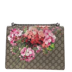 Pre Owned حقيبة كتف غوتشي Dionysus  متوسطة سويدي وكانفاس سوبريم GG حمراء / بيج