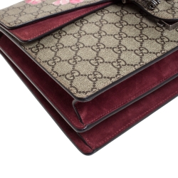 Pre Owned حقيبة كتف غوتشي Dionysus  متوسطة سويدي وكانفاس سوبريم GG حمراء / بيج