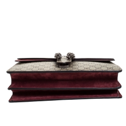 Pre Owned حقيبة كتف غوتشي Dionysus  متوسطة سويدي وكانفاس سوبريم GG حمراء / بيج