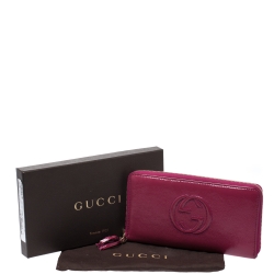 Gucci Fuchsia Patent Leather Soho Zip Around Wallet