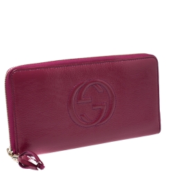 Gucci Fuchsia Patent Leather Soho Zip Around Wallet