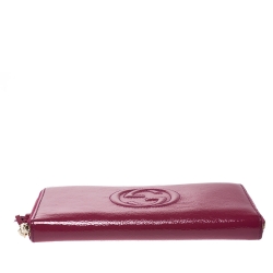 Gucci Fuchsia Patent Leather Soho Zip Around Wallet