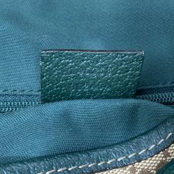 Pre Owned Gucci Beige/Green GG Canvas and Leather Shopper Tote