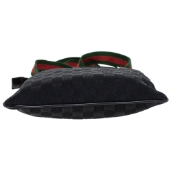 Pre Owned Gucci Black GG Canvas and Leather Messenger Bag