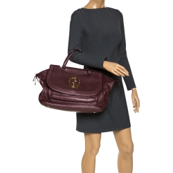 Pre Owned Gucci Metallic Burgundy Leather Large 1973 Satchel