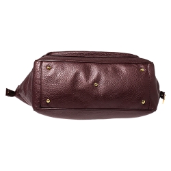 Pre Owned Gucci Metallic Burgundy Leather Large 1973 Satchel