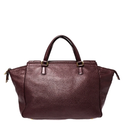 Pre Owned Gucci Metallic Burgundy Leather Large 1973 Satchel