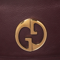 Pre Owned Gucci Metallic Burgundy Leather Large 1973 Satchel