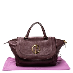 Pre Owned Gucci Metallic Burgundy Leather Large 1973 Satchel