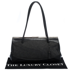 Pre Owned Gucci Black Canvas and Leather Frame Shoulder Bag