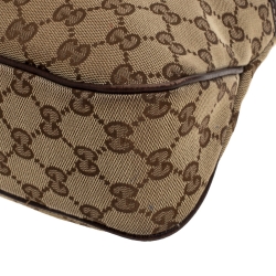 Pre Owned Gucci Beige/Brown GG Canvas and Leather Charmy Satchel