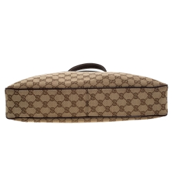 Pre Owned Gucci Beige/Brown GG Canvas and Leather Charmy Satchel