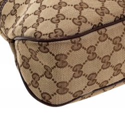 Pre Owned Gucci Beige/Brown GG Canvas and Leather Charmy Satchel