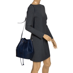 Pre Owned Gucci Blue Diamante Leather Bucket Bag