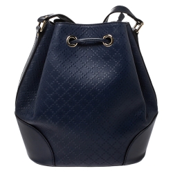 Pre Owned Gucci Blue Diamante Leather Bucket Bag