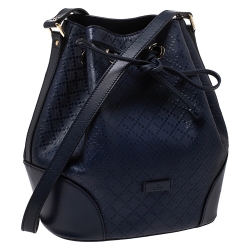 Pre Owned Gucci Blue Diamante Leather Bucket Bag