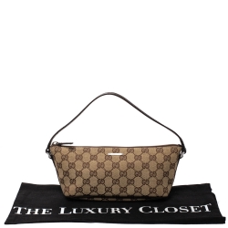مملوكة مسبقًا Gucci Beige/Brown GG Canvas and Leather Boat Pochette Bag