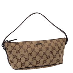 مملوكة مسبقًا Gucci Beige/Brown GG Canvas and Leather Boat Pochette Bag