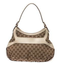 مملوكة مسبقًا Gucci Beige GG Canvas Canvas and Leather Small Queen Hobo