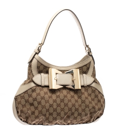 مملوكة مسبقًا Gucci Beige GG Canvas Canvas and Leather Small Queen Hobo