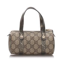 Pre Owned Gucci Brown GG Supreme Canvas And Leather Joy Boston Bag