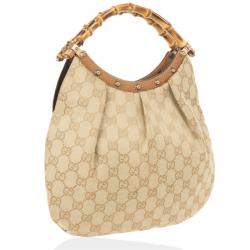 Pre Owned Gucci Monogram Bamboo Handle Bag