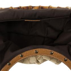 Pre Owned Gucci Monogram Bamboo Handle Bag
