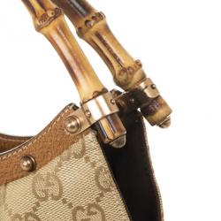 Pre Owned Gucci Monogram Bamboo Handle Bag