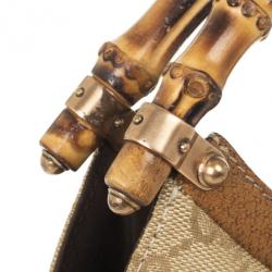 Pre Owned Gucci Monogram Bamboo Handle Bag