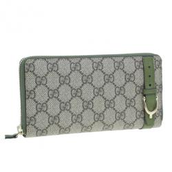 Pre Owned Gucci Beige Canvas Nice GG Supreme Zip Around Wallet