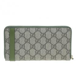 Pre Owned Gucci Beige Canvas Nice GG Supreme Zip Around Wallet