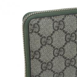 Pre Owned Gucci Beige Canvas Nice GG Supreme Zip Around Wallet