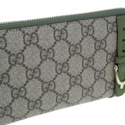 Pre Owned Gucci Beige Canvas Nice GG Supreme Zip Around Wallet