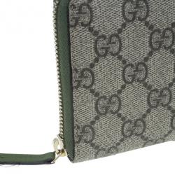 Pre Owned Gucci Beige Canvas Nice GG Supreme Zip Around Wallet