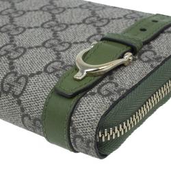 Pre Owned Gucci Beige Canvas Nice GG Supreme Zip Around Wallet