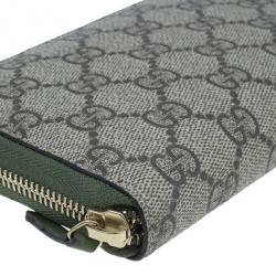 Pre Owned Gucci Beige Canvas Nice GG Supreme Zip Around Wallet