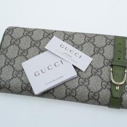 Pre Owned Gucci Beige Canvas Nice GG Supreme Zip Around Wallet