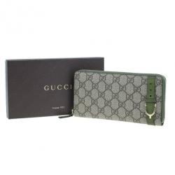 Pre Owned Gucci Beige Canvas Nice GG Supreme Zip Around Wallet