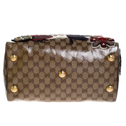 Pre Owned حقيبة بوسطن غوتشي بابوسكا فابل GG  كانفاس مقوي كريستال بنية